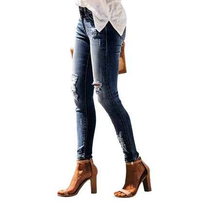 Nine-Point Fit High-Waist Slim Stretch Jeans for Women