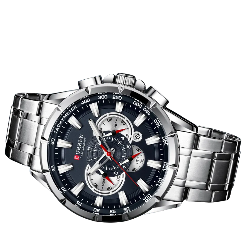Steel Band, Big Dial, Luminous Curren Men's Chronograph Watch