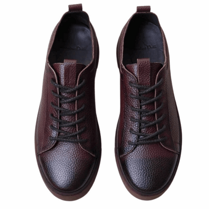 Autumn Men's Genuine Leather Lace-Up Skate Shoes with Thick Sole