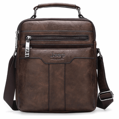 JEEP Men's Split Leather Business Messenger Crossbody Shoulder Bags