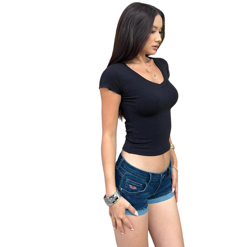 Slim Fit Low-Waist Two-Tone Ripped Stretch Jeans