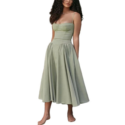 Suspender Mid-Length Dress with Chest Support