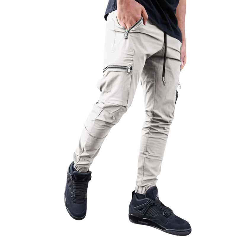 Slim Fit, All-Season Men's Mid-Waist Casual Sport Trousers