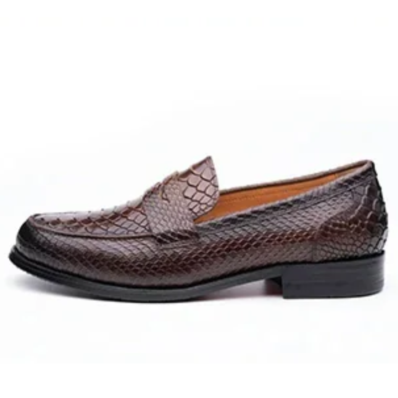 Men’s Casual Handmade Snake Print Leather Dress Shoes Loafers