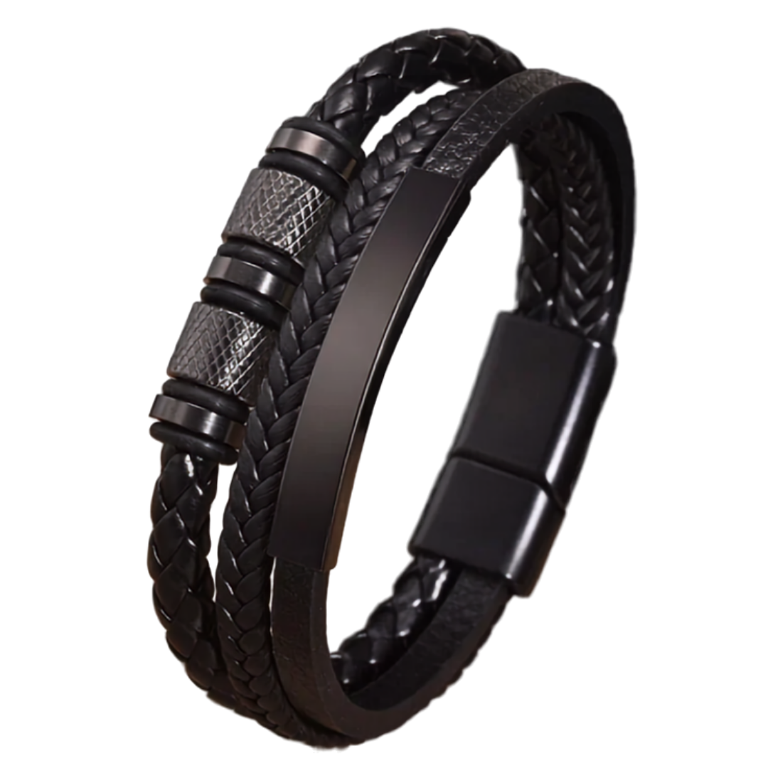 Personalized Triple-Woven Leather Bracelet for Men