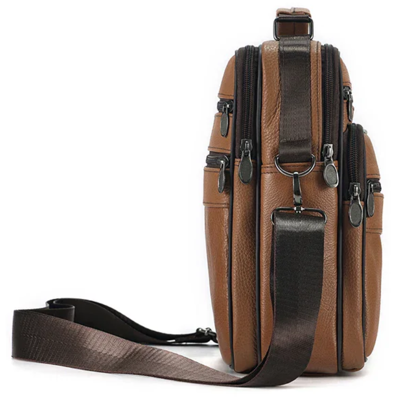 Sling Satchel Men's Genuine Leather Crossbody Bag for iPad,