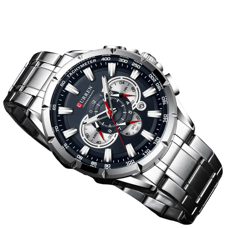 Steel Band, Big Dial, Luminous Curren Men's Chronograph Watch
