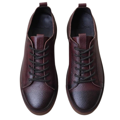 Autumn Men's Genuine Leather Lace-Up Skate Shoes with Thick Sole