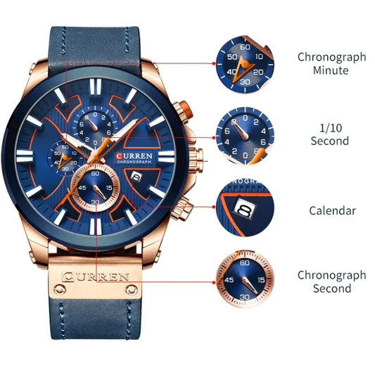 CURREN Men's Waterproof Military Quartz Watch with Date Display