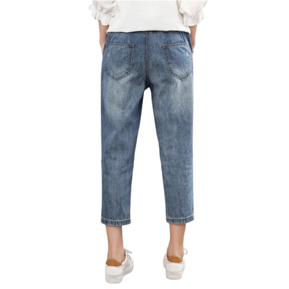 Summer Chic Vintage Floral Embroidered Ripped Harem Jeans for Women