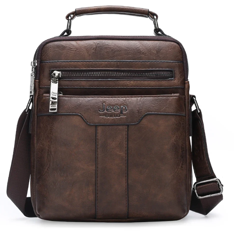 JEEP Men's Split Leather Business Messenger Crossbody Shoulder Bags