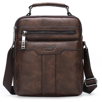 JEEP Men's Split Leather Business Messenger Crossbody Shoulder Bags