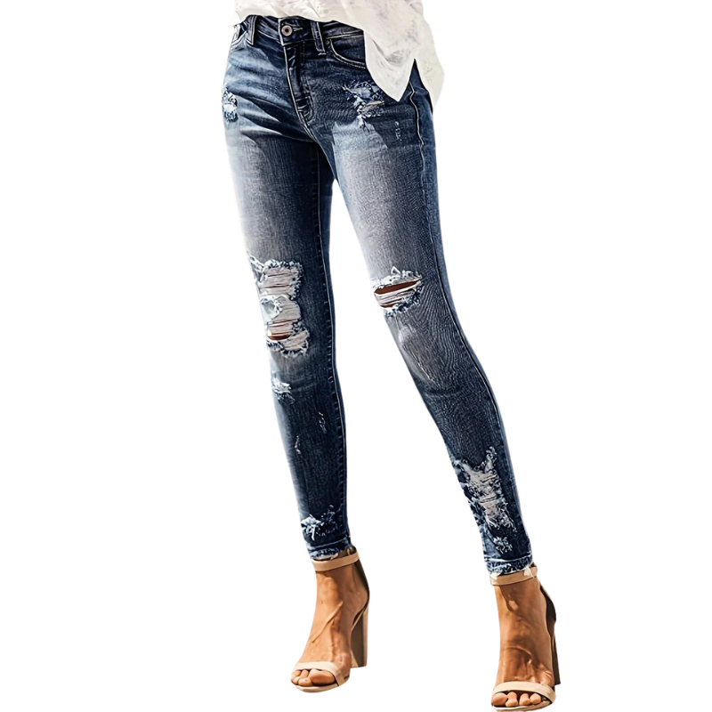 Nine-Point Fit High-Waist Slim Stretch Jeans for Women