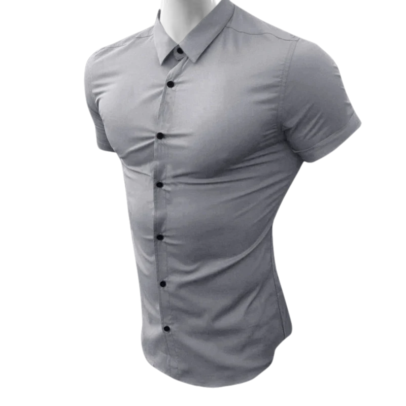 Trendy Summer Men’s Slim Fit Dress Shirt with Short Sleeves