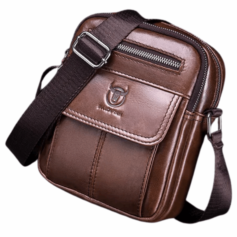 Genuine Leather Men's Shoulder Crossbody Bag Cowhide Casual Korean Style Student Handbag Small Commuter Messenger Bag