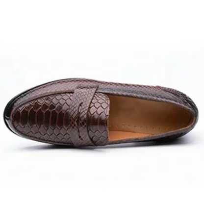 Men’s Casual Handmade Snake Print Leather Dress Shoes Loafers
