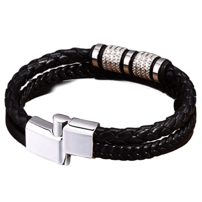 Personalized Triple-Woven Leather Bracelet for Men