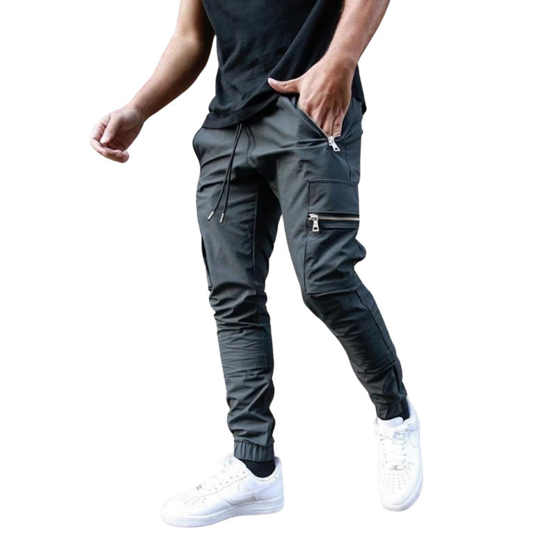 Slim Fit, All-Season Men's Mid-Waist Casual Sport Trousers