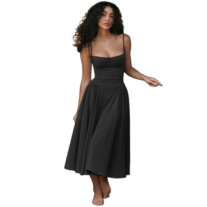 Suspender Mid-Length Dress with Chest Support