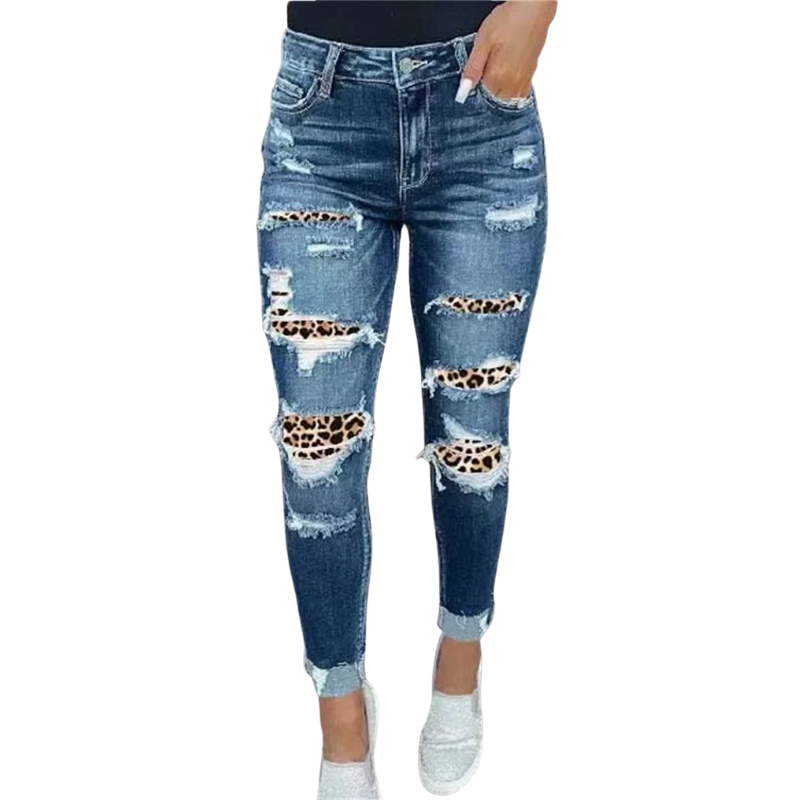 Hip-Lift Commuter Denim Slim Patchwork Jeans for Women