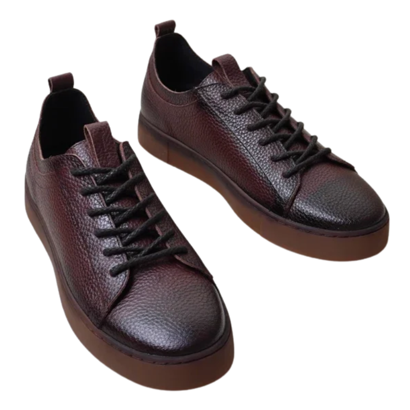 Autumn Men's Genuine Leather Lace-Up Skate Shoes with Thick Sole