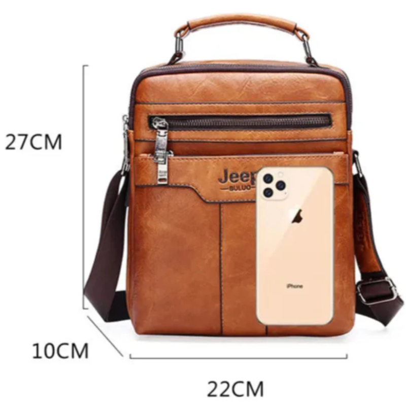 JEEP Men's Split Leather Business Messenger Crossbody Shoulder Bags