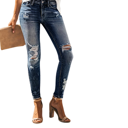 Nine-Point Fit High-Waist Slim Stretch Jeans for Women