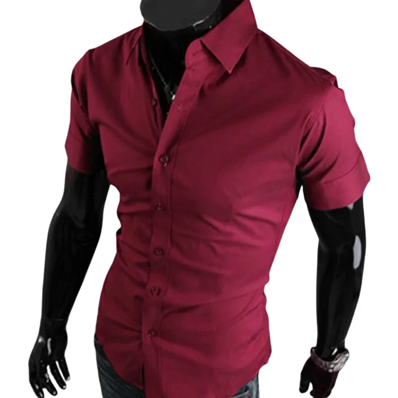 Korean Casual Summer Short Sleeve Men’s Slim Fit Dress Shirt