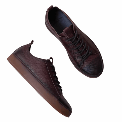 Autumn Men's Genuine Leather Lace-Up Skate Shoes with Thick Sole