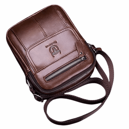 Genuine Leather Men's Shoulder Crossbody Bag Cowhide Casual Korean Style Student Handbag Small Commuter Messenger Bag