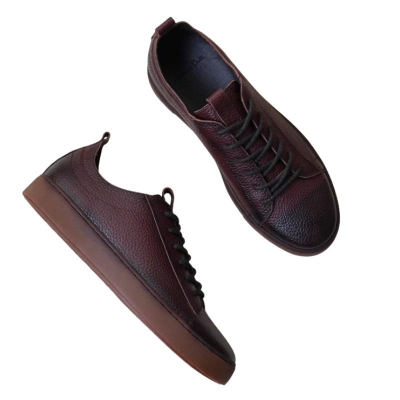 Autumn Men's Genuine Leather Lace-Up Skate Shoes with Thick Sole