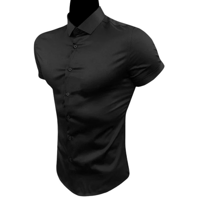 Trendy Summer Men’s Slim Fit Dress Shirt with Short Sleeves
