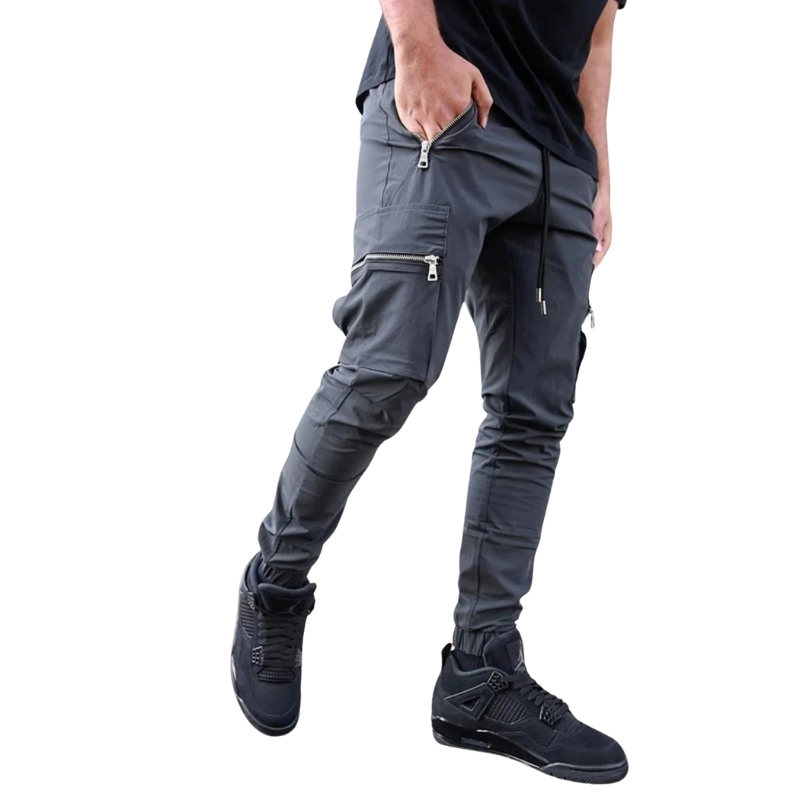 Slim Fit, All-Season Men's Mid-Waist Casual Sport Trousers