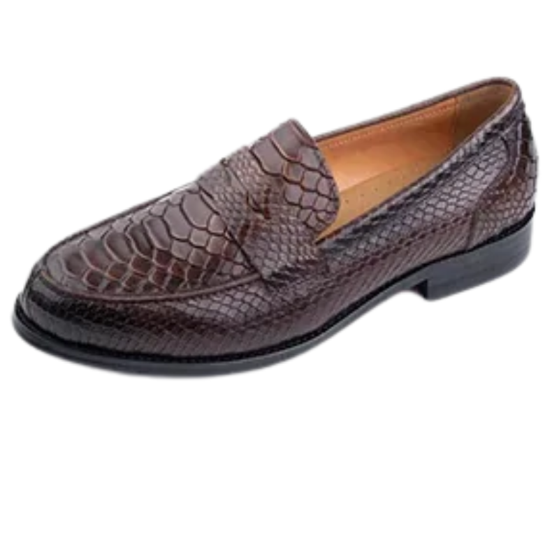 Men’s Casual Handmade Snake Print Leather Dress Shoes Loafers