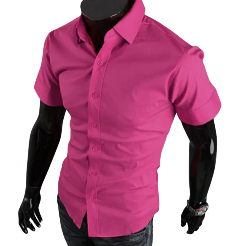 Korean Casual Summer Short Sleeve Men’s Slim Fit Dress Shirt