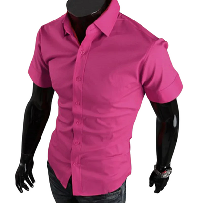Korean Casual Summer Short Sleeve Men’s Slim Fit Dress Shirt