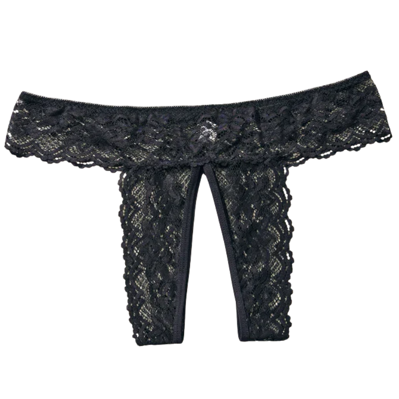 Sexy Lace Open Crotch Women’s Panties Solid Color Briefs