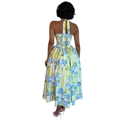 Floral Print Halter Neck Dress