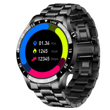 LIGE Men’s Steel Smartwatch Full Touch Bluetooth Call Waterproof