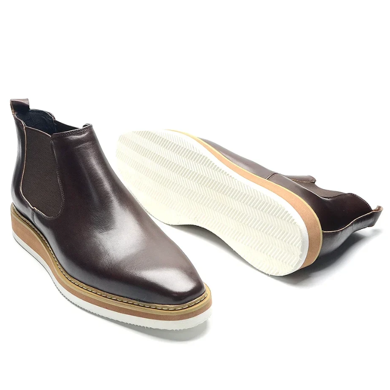 Men’s British Leather Slip-On High Top Chelsea Boots