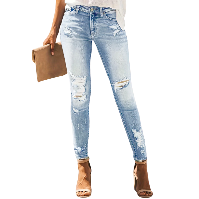 Nine-Point Fit High-Waist Slim Stretch Jeans for Women