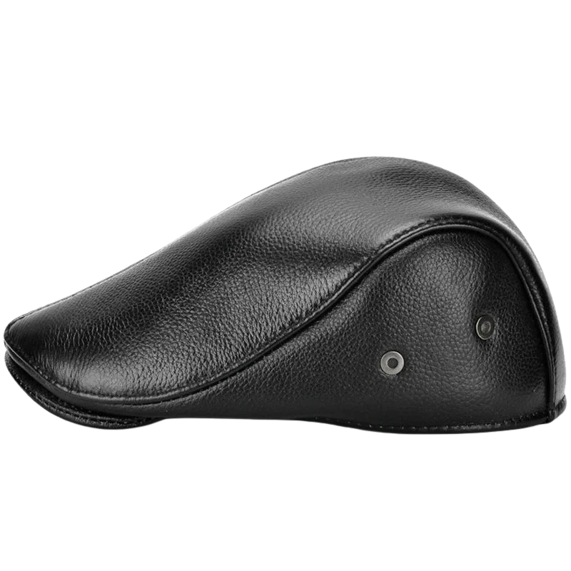 Warm & Stylish Men’s Winter Leather Beret Hat with Ear Flaps