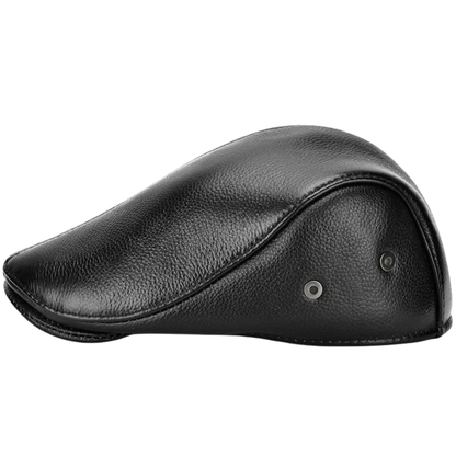 Warm & Stylish Men’s Winter Leather Beret Hat with Ear Flaps