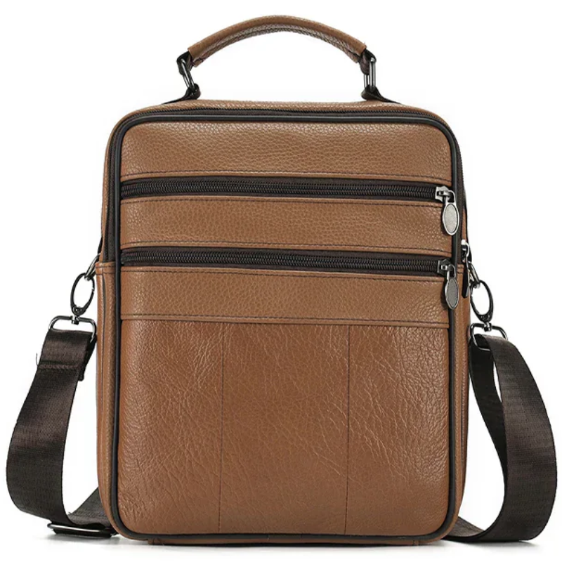 Sling Satchel Men's Genuine Leather Crossbody Bag for iPad,