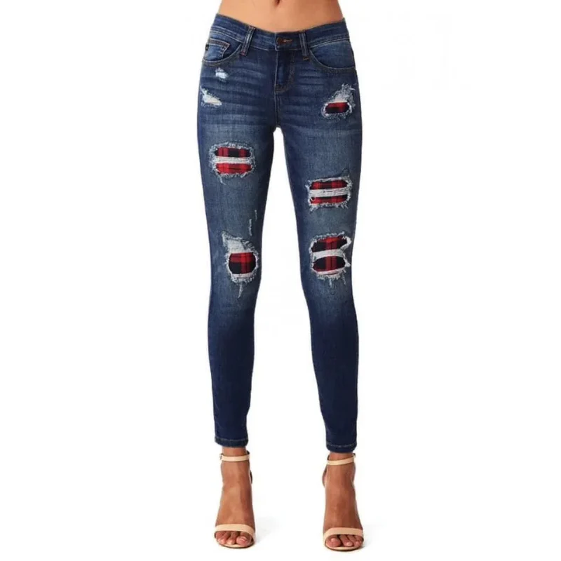 Stretch Denim Hipster Style Women’s Ripped Leopard Skinny Jeans