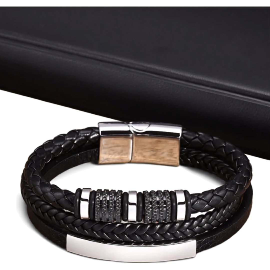 Personalized Triple-Woven Leather Bracelet for Men