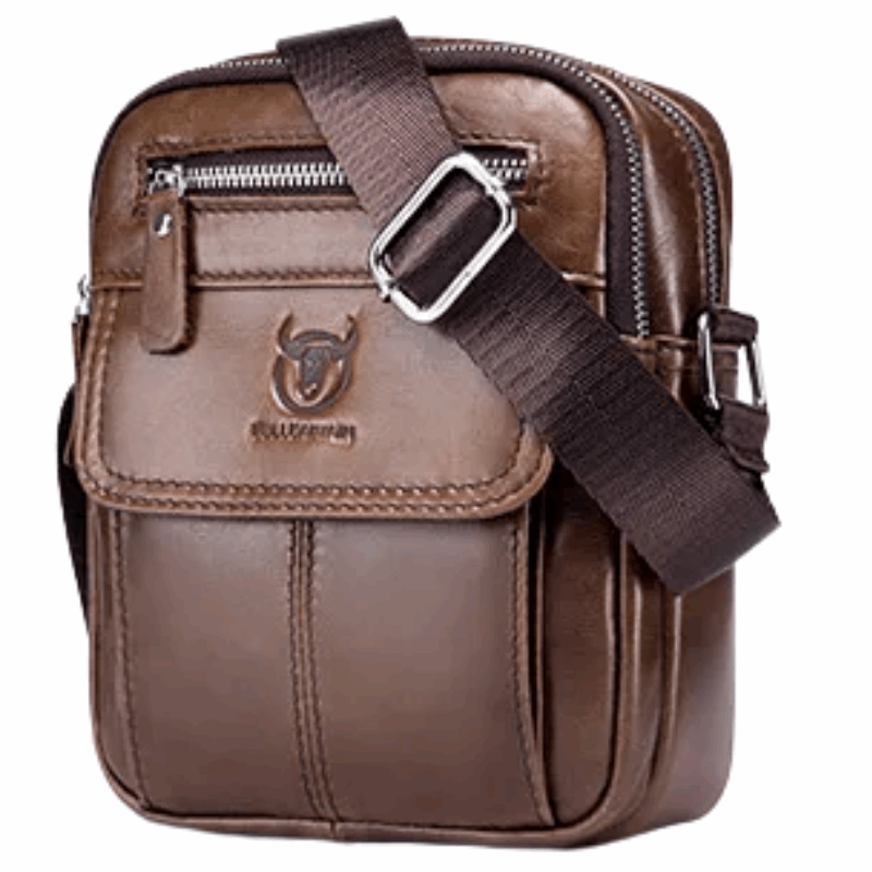 Genuine Leather Men's Shoulder Crossbody Bag Cowhide Casual Korean Style Student Handbag Small Commuter Messenger Bag