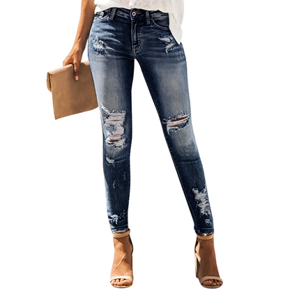 Nine-Point Fit High-Waist Slim Stretch Jeans for Women