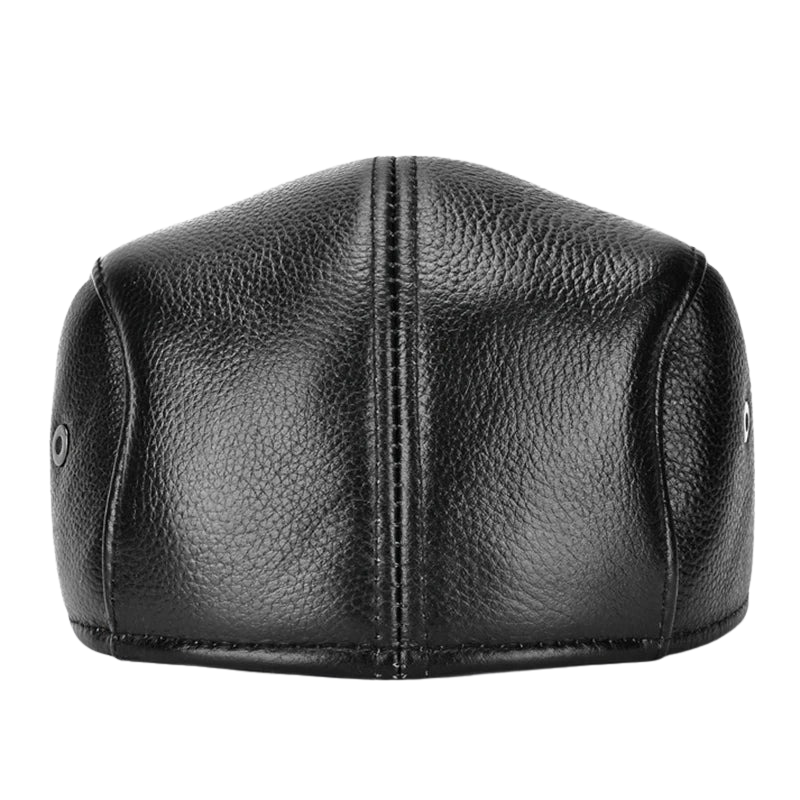 Warm & Stylish Men’s Winter Leather Beret Hat with Ear Flaps