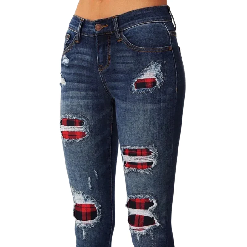 Stretch Denim Hipster Style Women’s Ripped Leopard Skinny Jeans